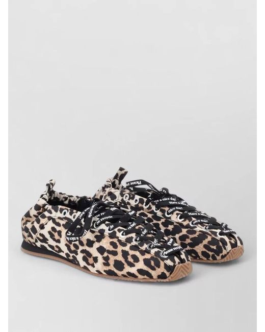 Ganni Multicolor Sporty Ballerina Sneakers Round Toe Animal Print