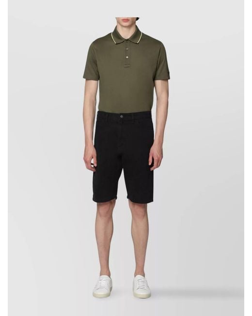 Paul & Shark Green Ribbed Cotton Short-Sleeve Polo Shirt for men