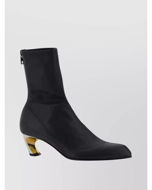 McQueen Black Leather Armadillo Ankle Boots