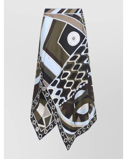 Emilio Pucci White Vivara Print Silk Scarf Maxi Skirt