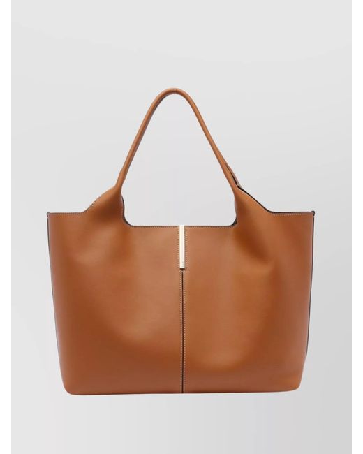 Tod's Brown Medium-Small Calf Leather Tote Bag