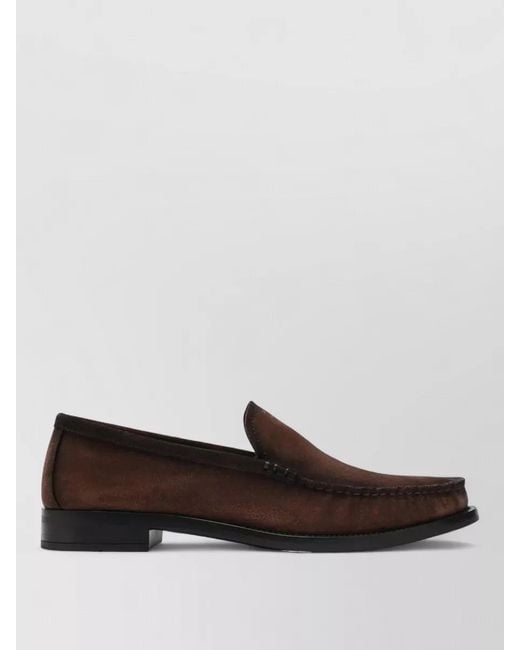Prada White Suede Moc Toe Stitching Loafers
