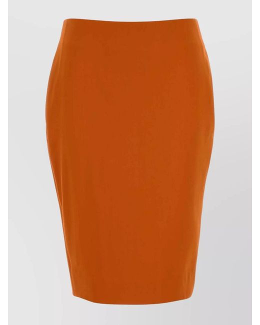 Saint Laurent Orange Knee-Length Pencil Skirt