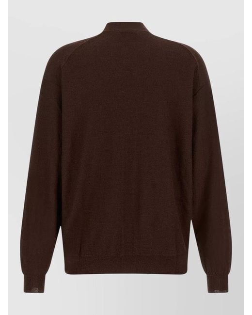 Lemaire Brown Relaxed Fit V Neck Rib Knit Cardigan