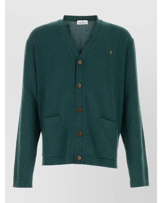 Vivienne Westwood Green Cotton Blend Alex Cardigan V Neck for men