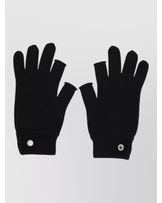 Rick Owens Black Fingerless Gloves Button Detail Ribbed Cuffs for men