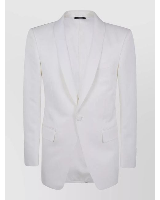Tom Ford White Wool Silk Slim Shawl Lapel Suit Jacket for men