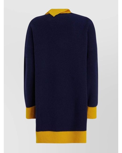 Marni Blue Ribbed Midi Dress