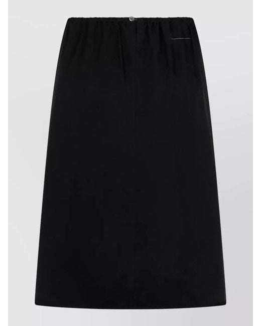 MM6 by Maison Margiela Black Satin Midi Skirt Simple Silhouette