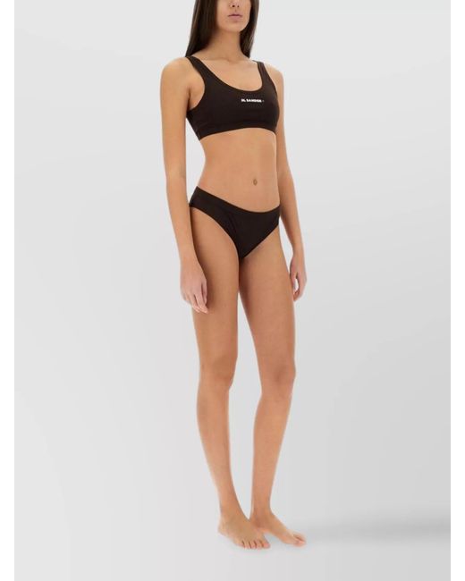 Jil Sander Brown Logo Bikini Top