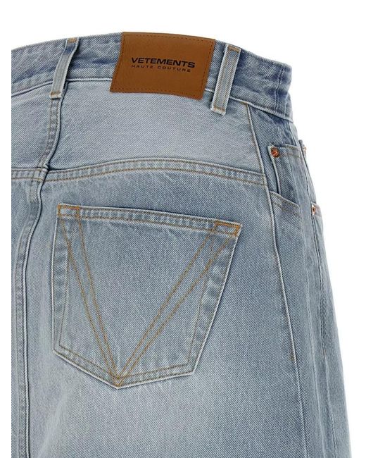 Vetements Blue Denim Destroyed Maxi Skirt