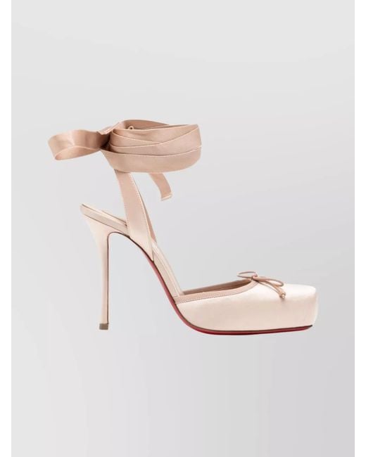 Christian Louboutin Natural Sandals Featuring Square Toe And Bow Detail