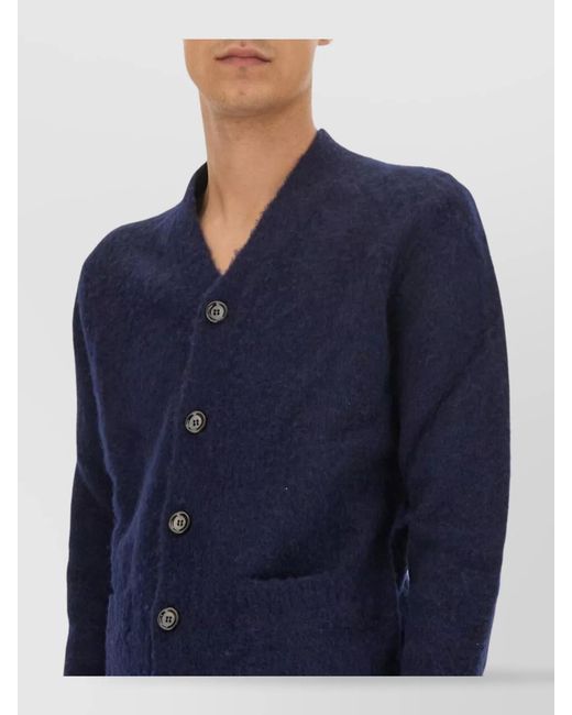 Aspesi White Knit Cardigan Front Pockets for men