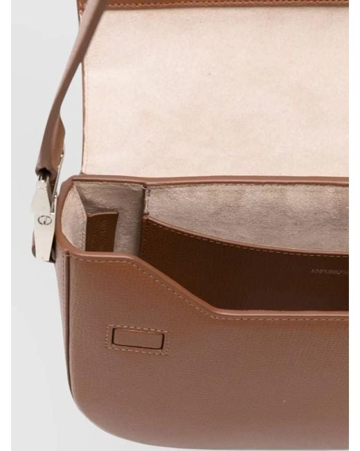 Emporio Armani White Leather Crossbody Bag Adjustable Strap Textured