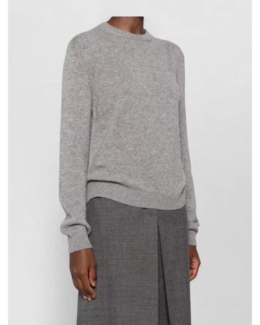 Prada Gray Crew Neck Long Sleeve Knit Top