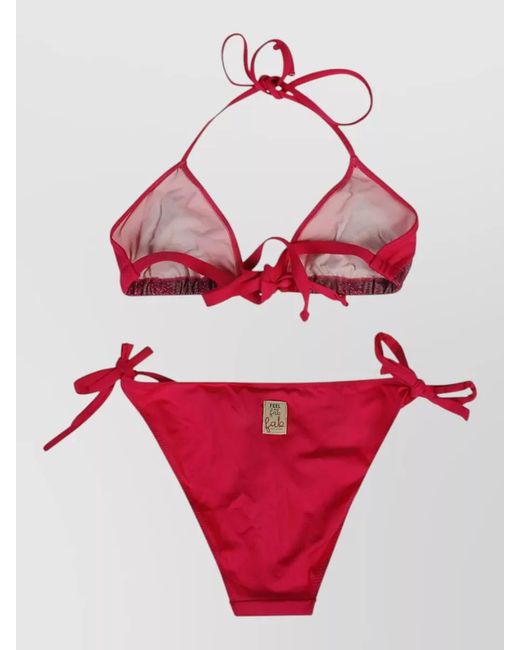 Feel me fab Red Triangle Bikini Set Adjustable Straps Ties