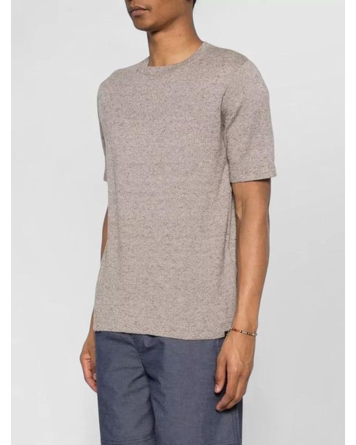 Woolrich Gray Linen Cotton Crew Neck Textured T Shirt for men