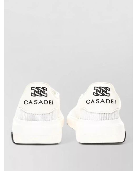 Casadei White Leather Lace-Up Sneakers