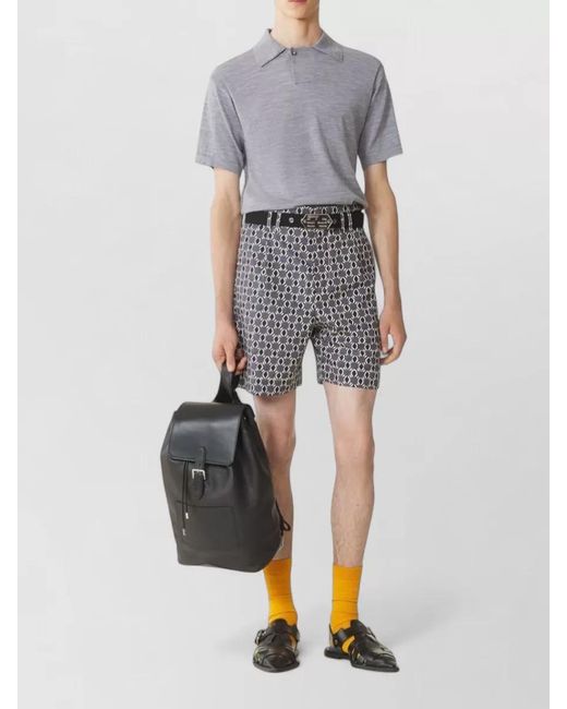 Lanvin Black Pleated Front Shorts Geometric Pattern for men