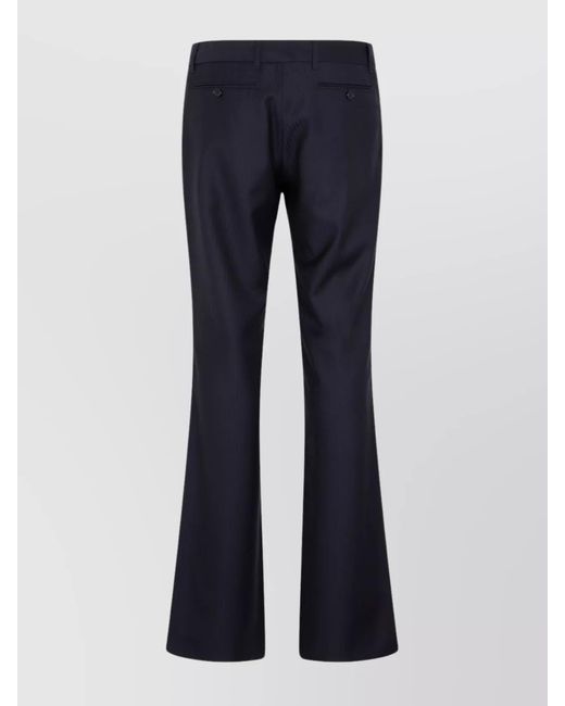 Etro Blue Wool Bootcut Trousers Pinstripe Print for men