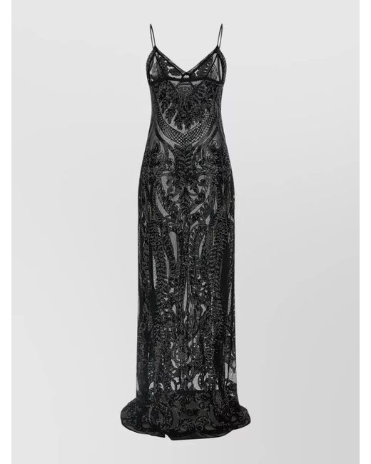 Norma Kamali White Sequin Dress Fitted Silhouette Floor Length
