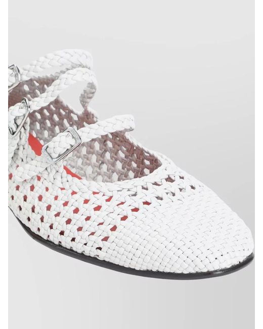 CAREL PARIS White Ariana S Woven Almond Toe Ballerinas