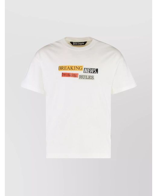 Palm Angels White Graphic Print Short Sleeve Crew Neck T-Shirt for men