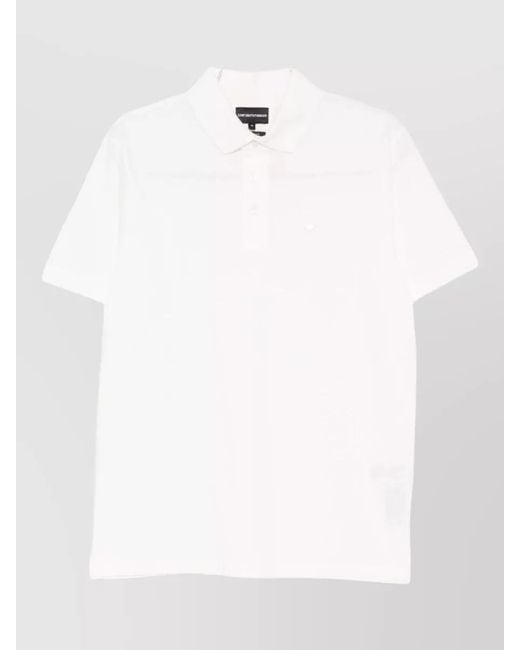Emporio Armani White Cotton Short-Sleeve Polo Shirt for men
