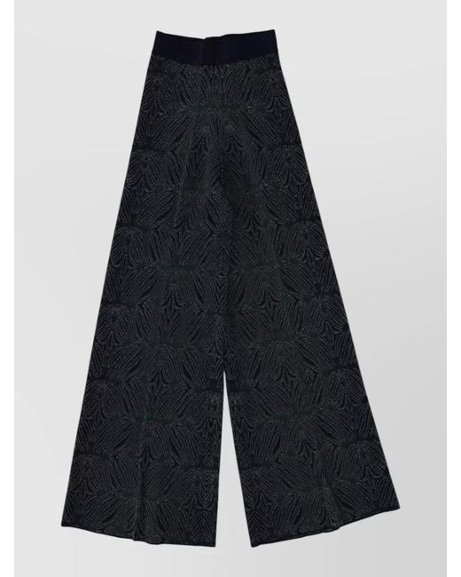 Circus Hotel Blue High Waist Textured Fabric Wide Leg Pants