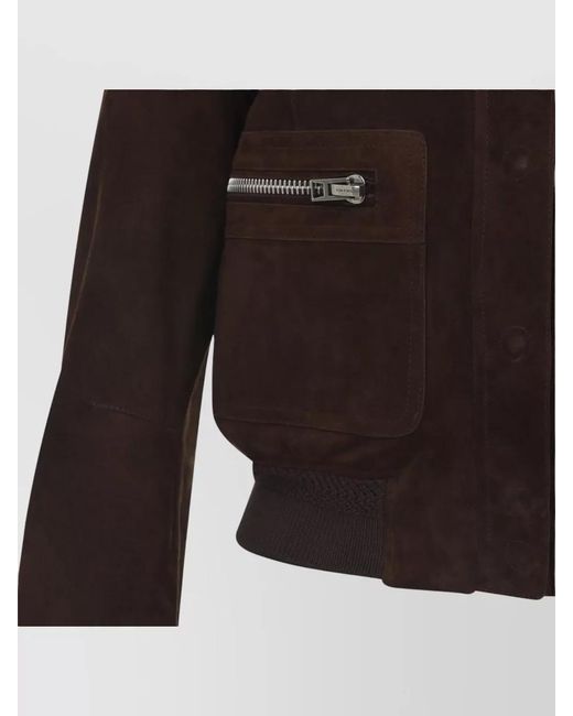 Tom Ford Brown Lamb Suede Bomber Jacket
