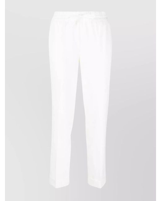 P.A.R.O.S.H. White Tapered Drawstring Trousers With Rear Flap Pockets