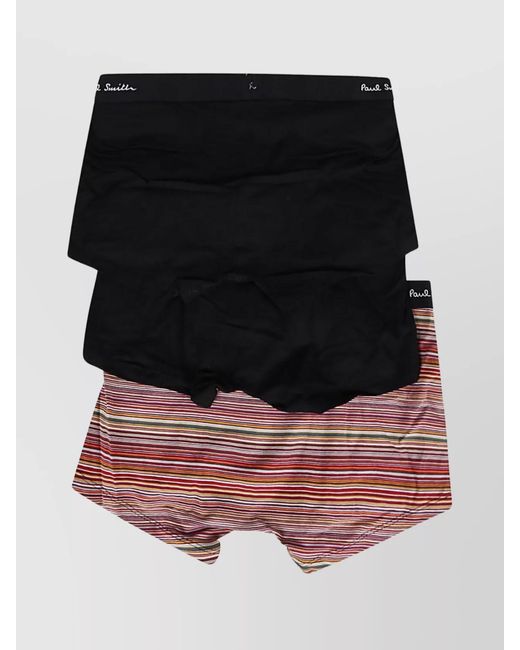 Paul Smith Black Organic Cotton Logo-Waistband Boxer Briefs Three-Pack for men