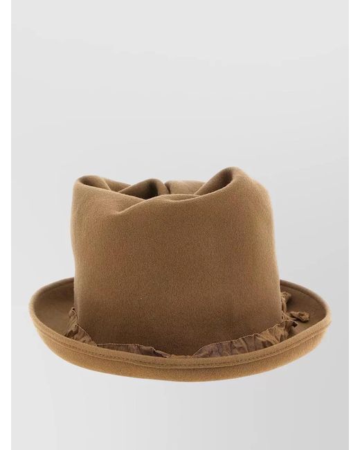 Yohji Yamamoto Brown Structured Crown Hat Featuring Wide Brim for men