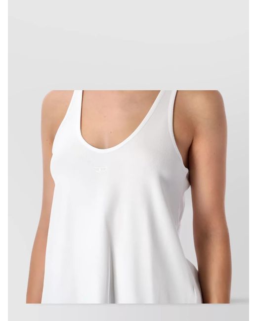 DIESEL White Ribbed Organic Cotton Tank Top