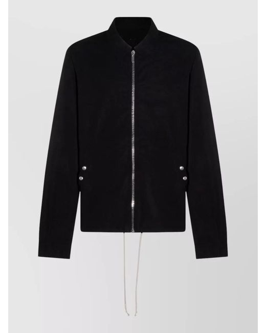 Rick Owens Black Zip Front Jacket Straight Cut Drawstring Hem for men