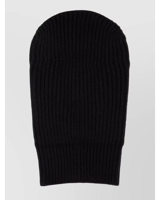 Rick Owens Black Ribbed Wool Balaclava for men