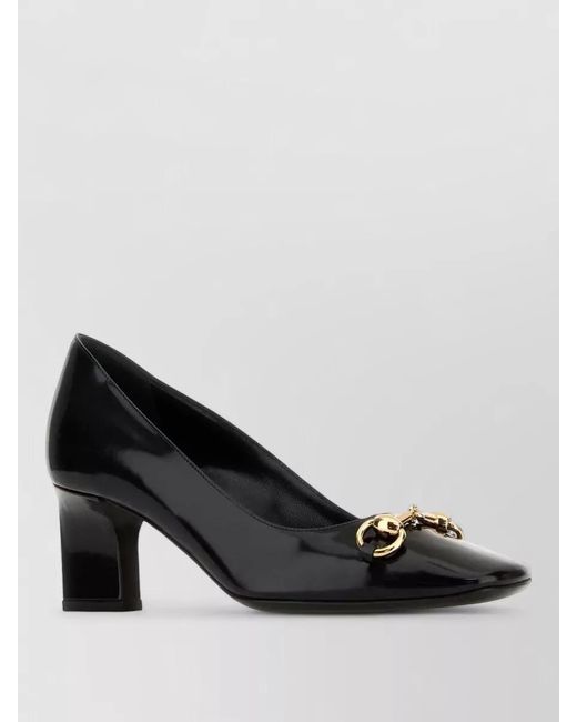 Gucci Black Leather Square-Toe Pumps