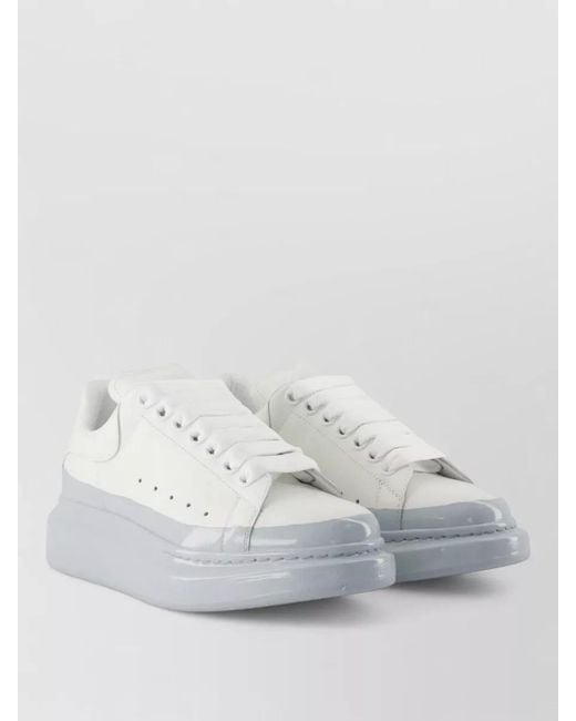 McQueen White Oversized Leather Sneakers Low Top Design