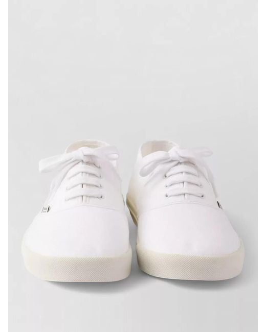 Prada White Drill Low Top Sneakers Rubber Sole for men