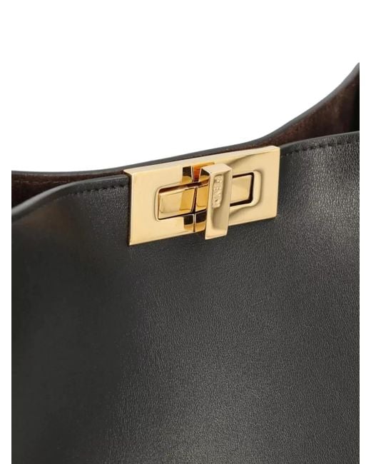 Fendi Black Structured Tote Bag Top Handle Hardware