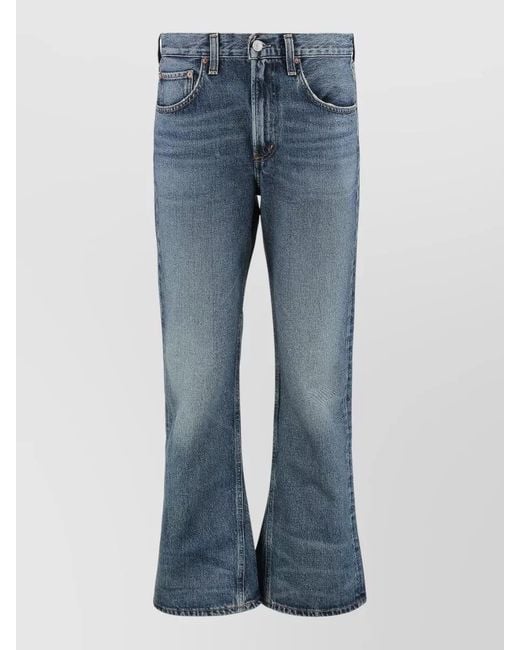 Agolde Blue Denim Mid-Rise Flared Jeans
