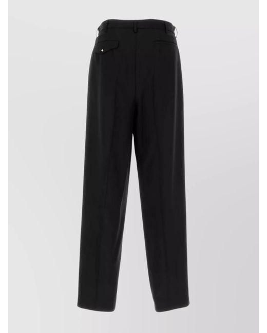 Magliano Black Virgin Wool Wide-Leg Trousers for men