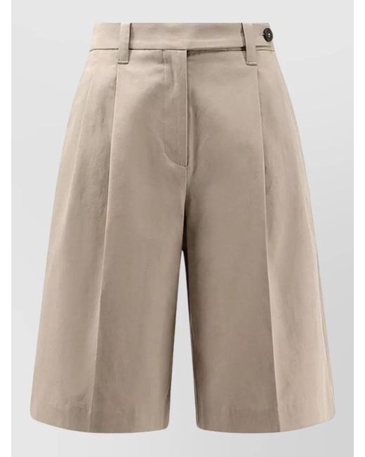 Brunello Cucinelli Natural Linen Cotton Shorts Tailored Pockets Belt Loops