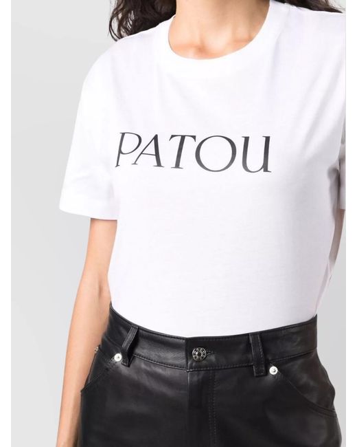 Patou White Logo Print Cotton T-Shirt