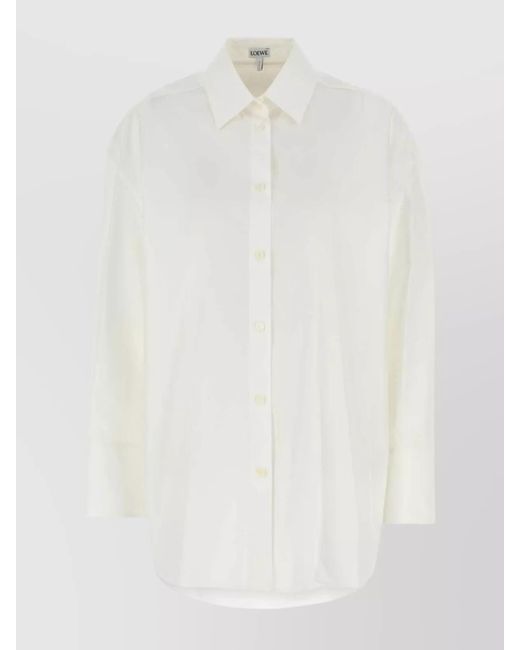 Loewe White Oversize Poplin Shirt Cuffed Sleeves