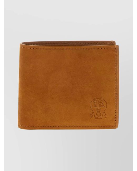 Brunello Cucinelli Brown Soft Nubuck Bi-Fold Wallet for men