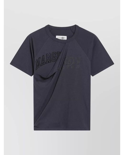 MM6 by Maison Margiela Blue Crew Neck Graphic Print Regular Fit Top