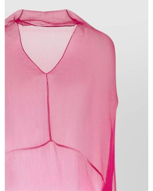 Dries Van Noten Pink Ducy Dress Flowing Sheer V Neck Sleeveless