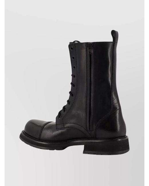 Balenciaga Black Leather Lace-Up Ankle Boots