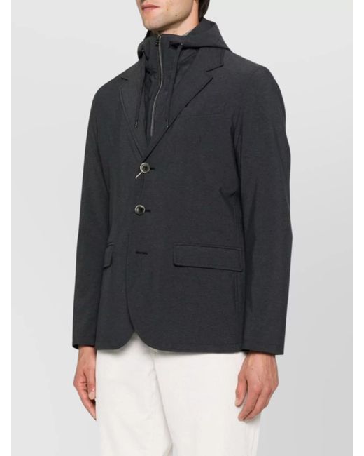 Herno Black Blazer Hood Flap Pockets for men